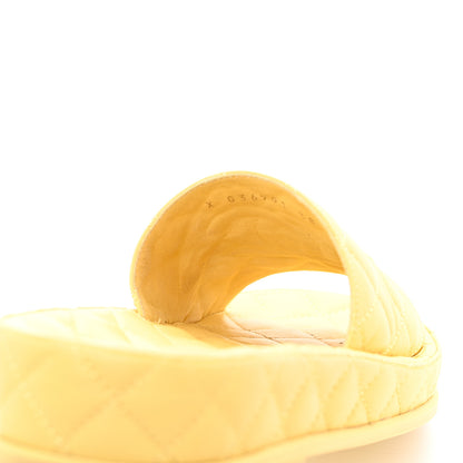 Chanel Lambskin Quilted CC Mules Sandals 38 Yellow 9 of 13