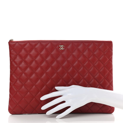 Chanel Lambskin Quilted Large Cosmetic Case Red 3 of 8