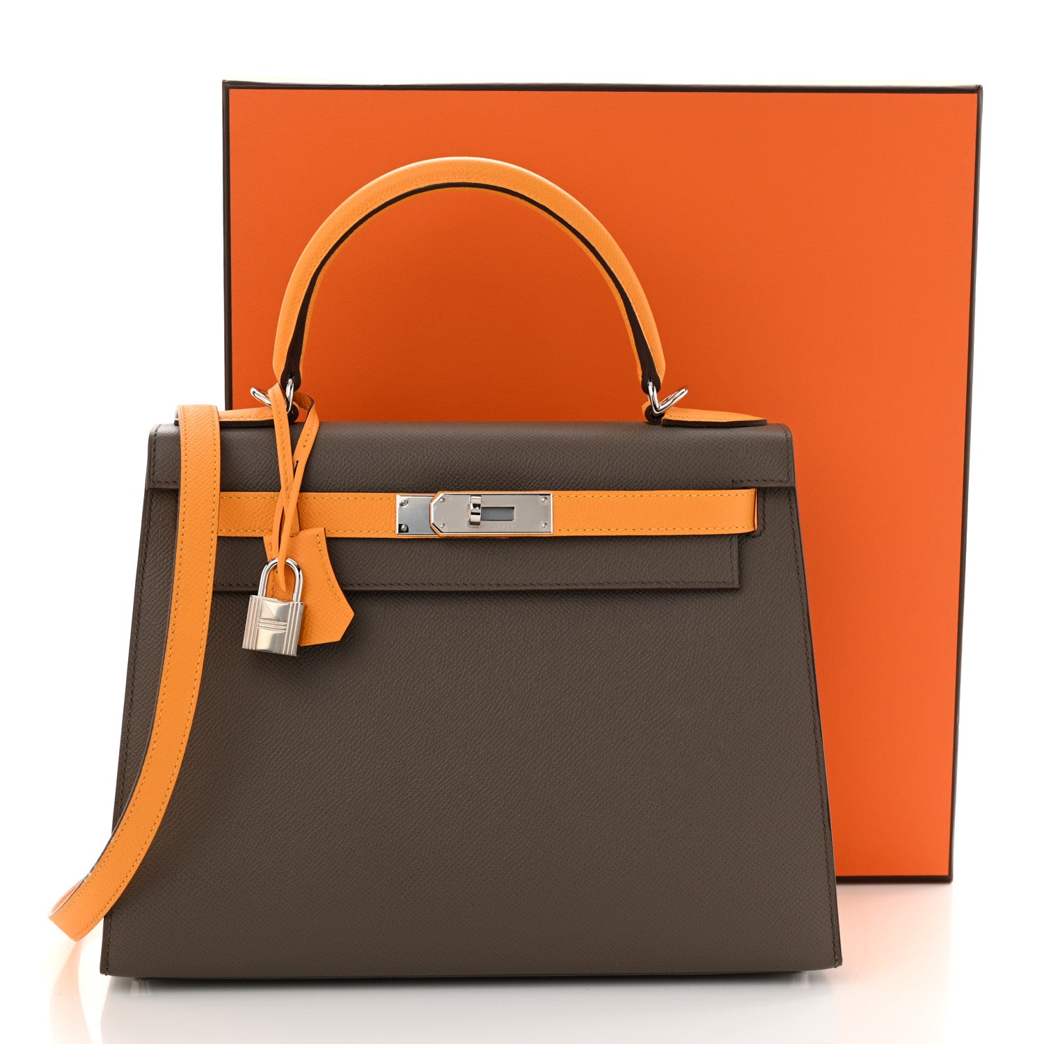 Hermes Epsom Horseshoe Kelly Sellier 28 Etain Jaune D'or 11 of 11