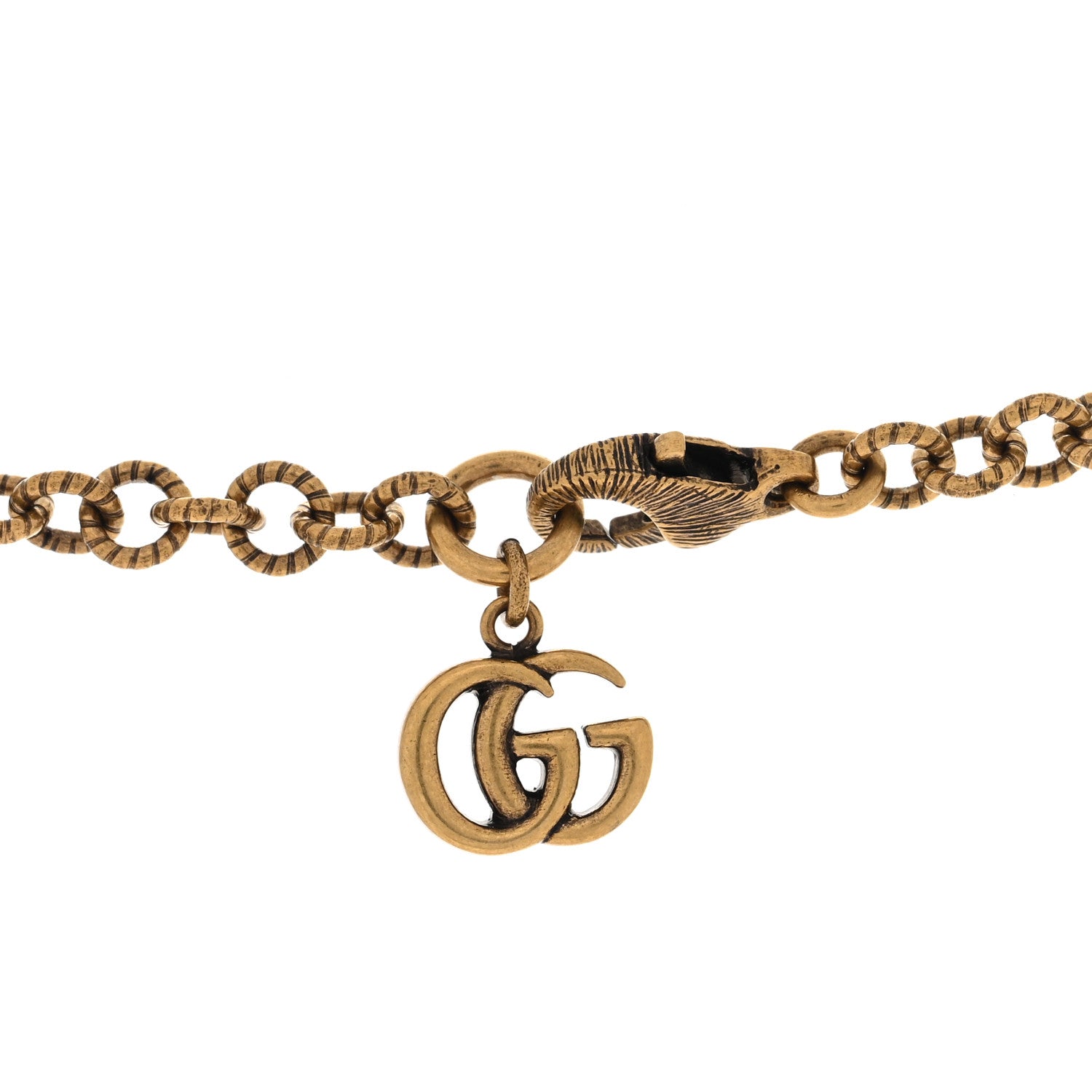 Gucci Metal Crystal Pearl Lion Head Necklace Aged Gold 4 of 5