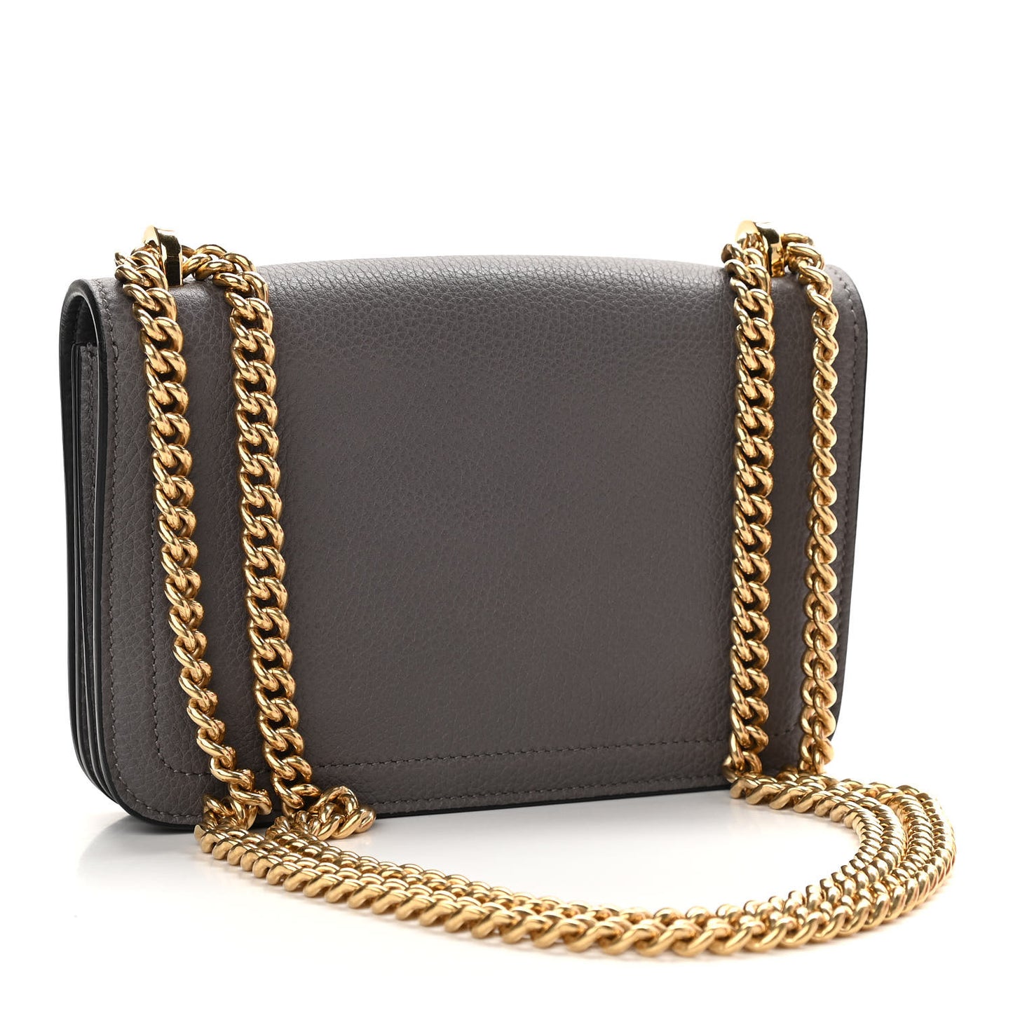 Pebbled Calfskin Ginevra Chain Bag Grey