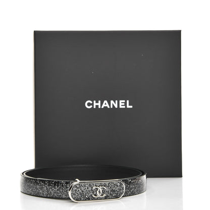 Chanel Glitter Calfskin CC Logo Skinny Belt 80 32 Black 8 of 8