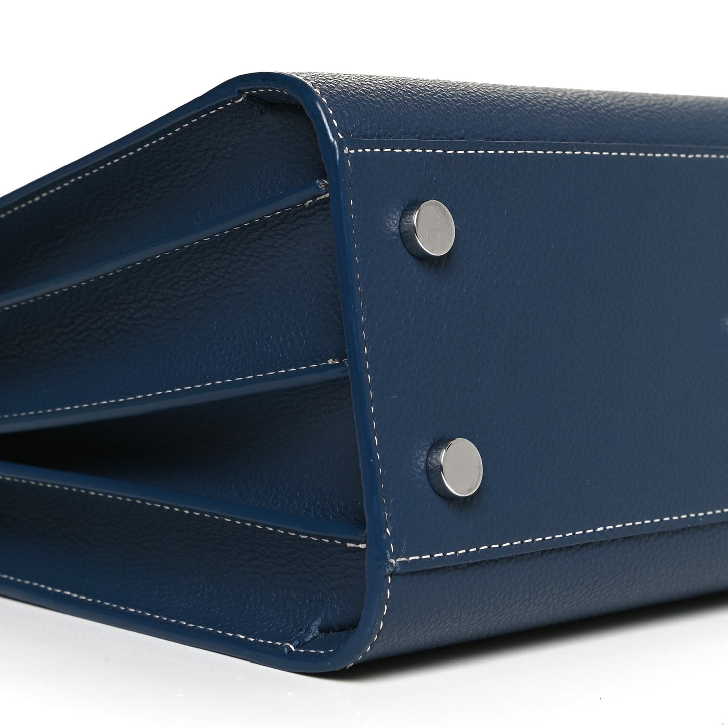 Grained Calfskin Topstitch Baby Sac De Jour Denim