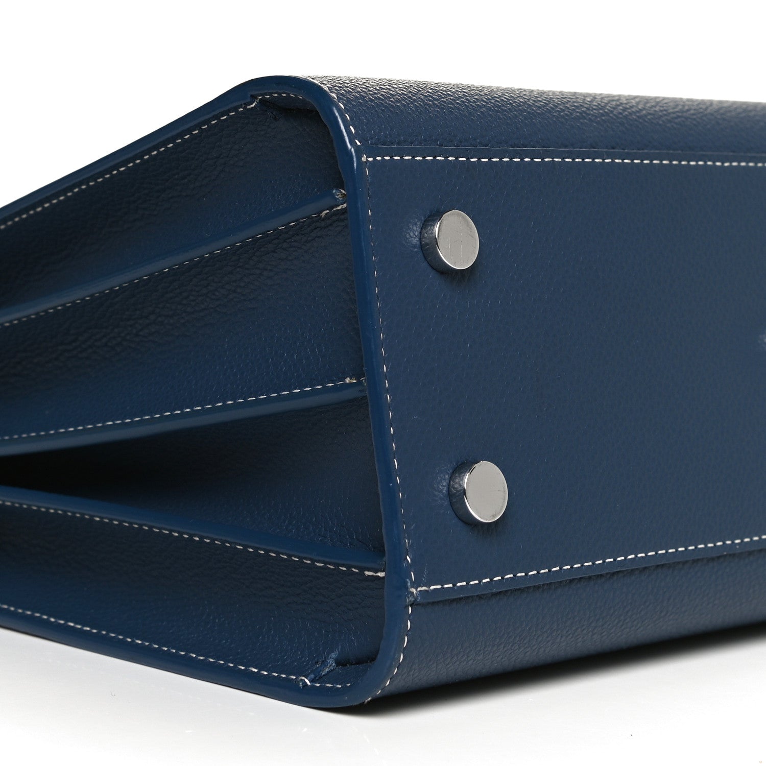 Saint Laurent Grained Calfskin Topstitch Baby Sac De Jour Denim 10 of 11