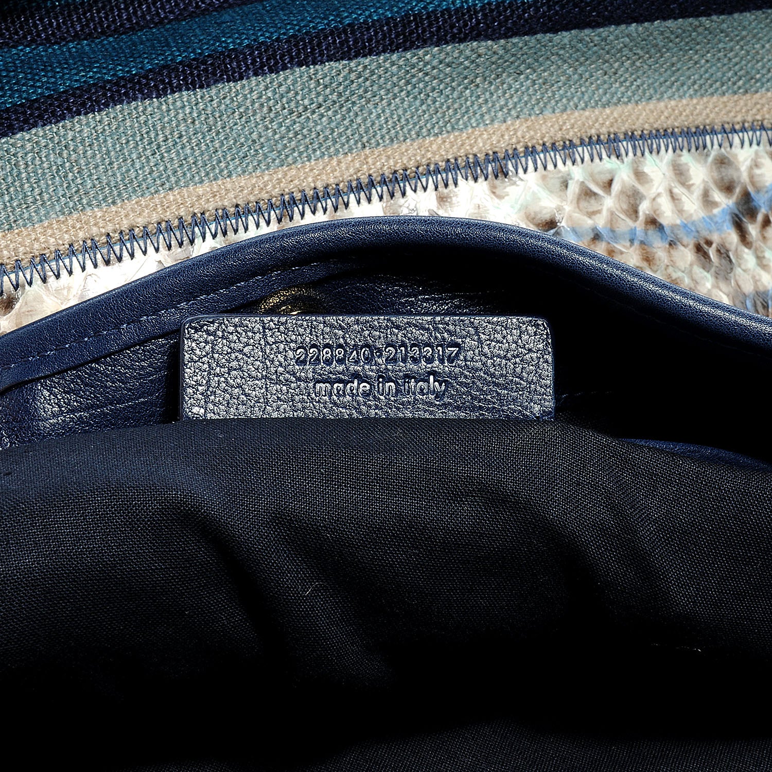Saint Laurent Canvas Snakeskin Roady Blue 7 of 8