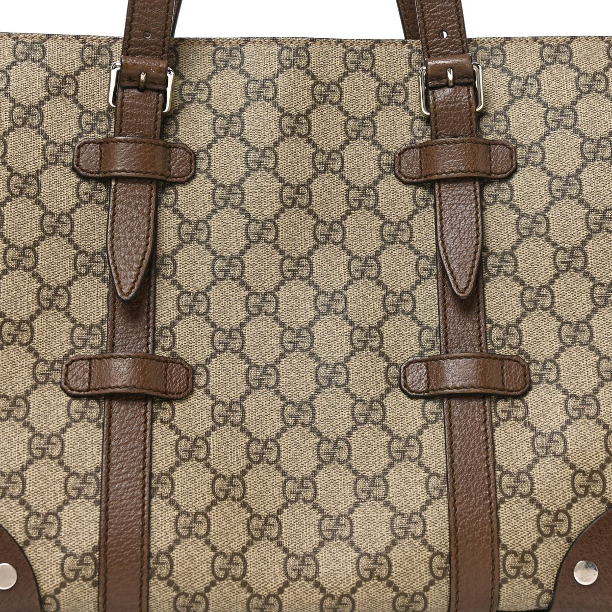 Gucci GG Supreme Monogram Textured Dollar Calfskin Small Detail Tote Beige Ebony New Acero 8 of 9