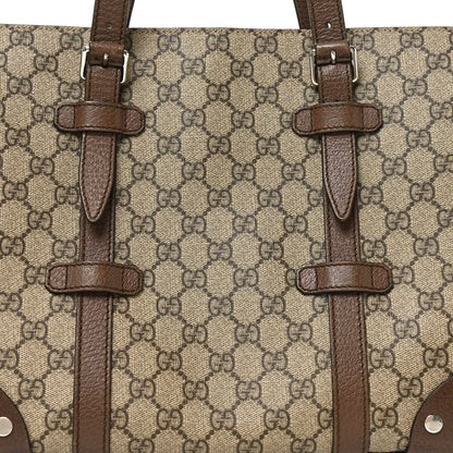 Gucci GG Supreme Monogram Textured Dollar Calfskin Small Detail Tote Beige Ebony New Acero 8 of 9