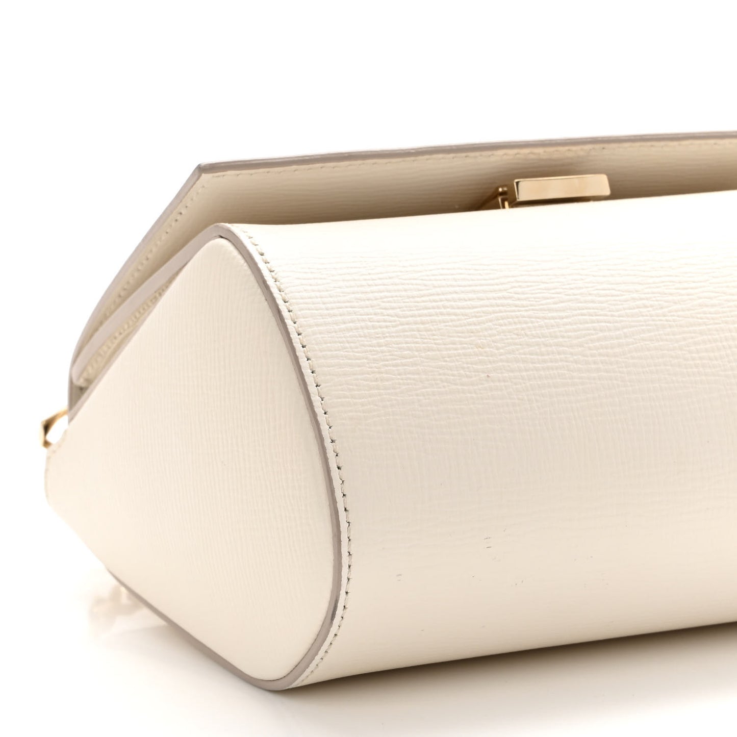 Textured Calfskin Mini Pandora Box Chain Crossbody Bag White