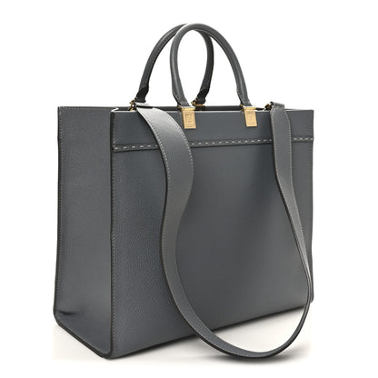 Fendi Vitello Cher Logo Debossed Medium Fendi Sunshine Shopper Tote Real Tempesta 3 of 9