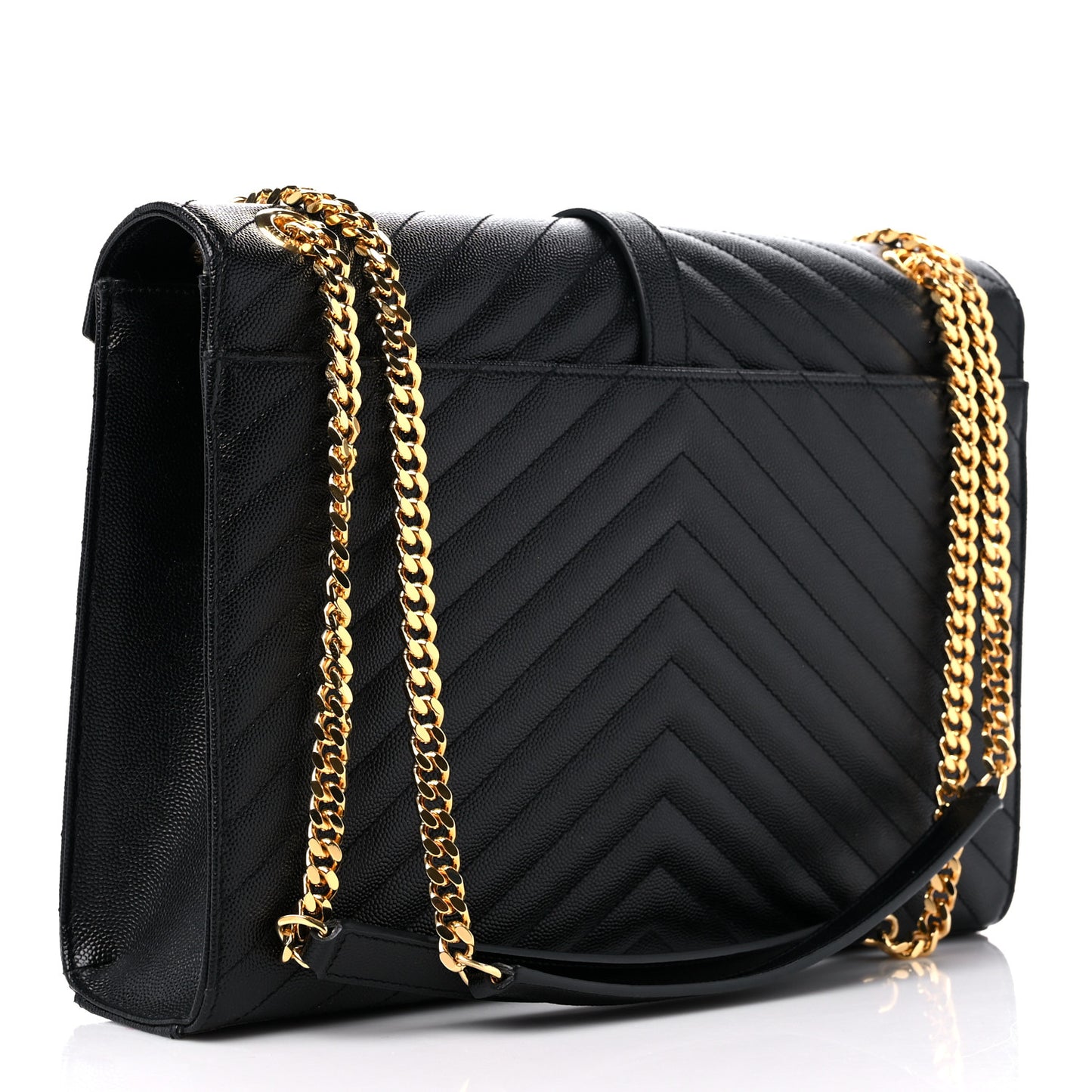 Grain De Poudre Matelasse Chevron Large Monogram Satchel Black