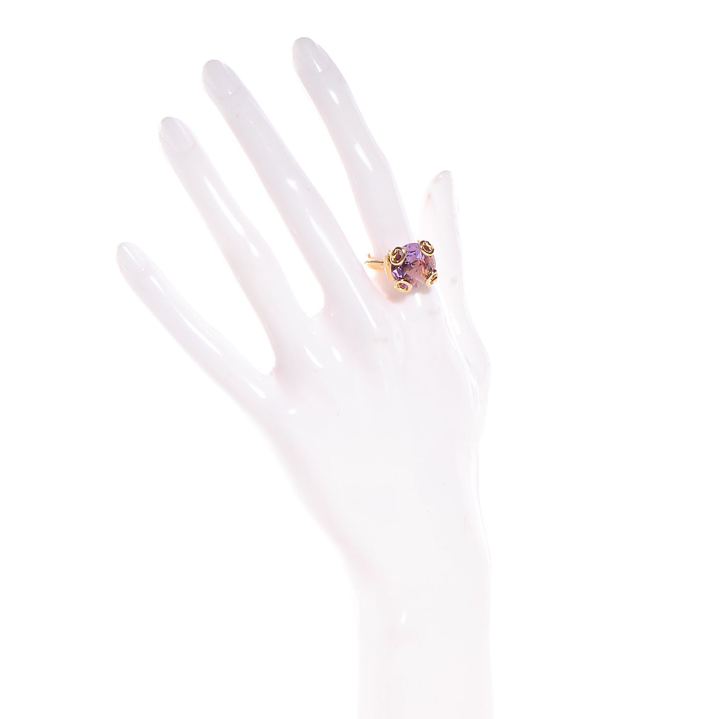 18k Yellow Gold Crystal Amethyst Ring 6.5