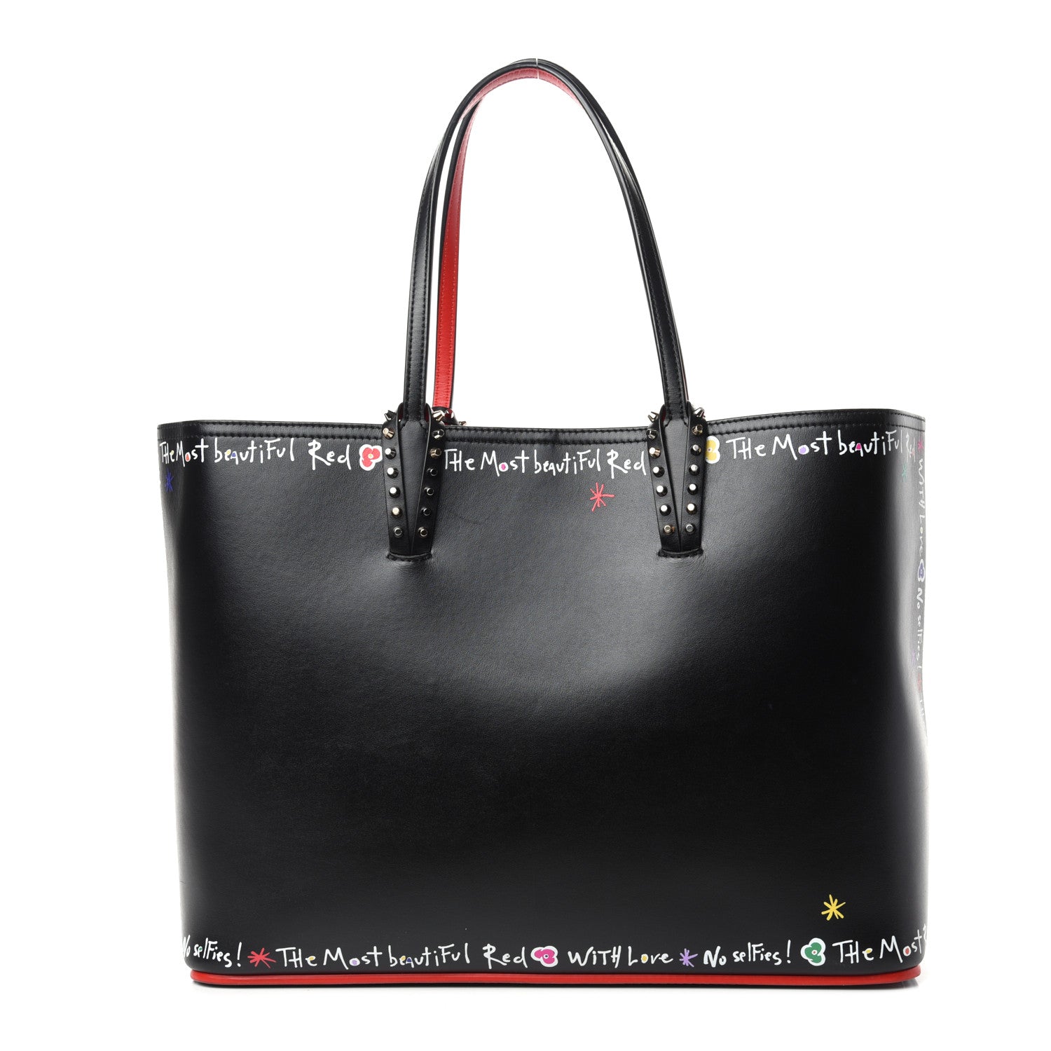 Christian Louboutin Calfskin Beautiful Red East West Cabata Tote Black Multicolor 1 of 10