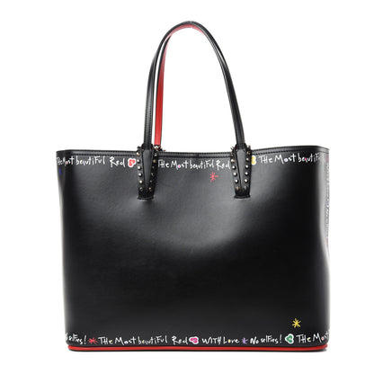 Christian Louboutin Calfskin Beautiful Red East West Cabata Tote Black Multicolor 1 of 10