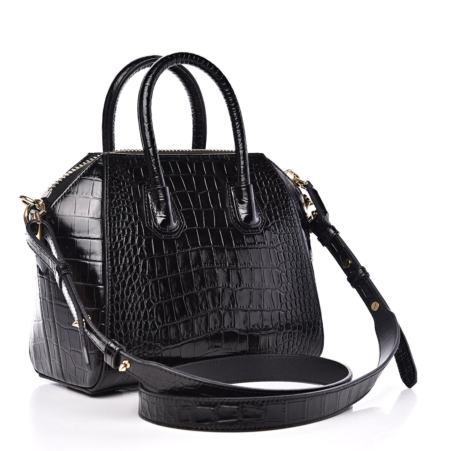 Givenchy Calfskin Crocodile Embossed Mini Antigona Black 2 of 13