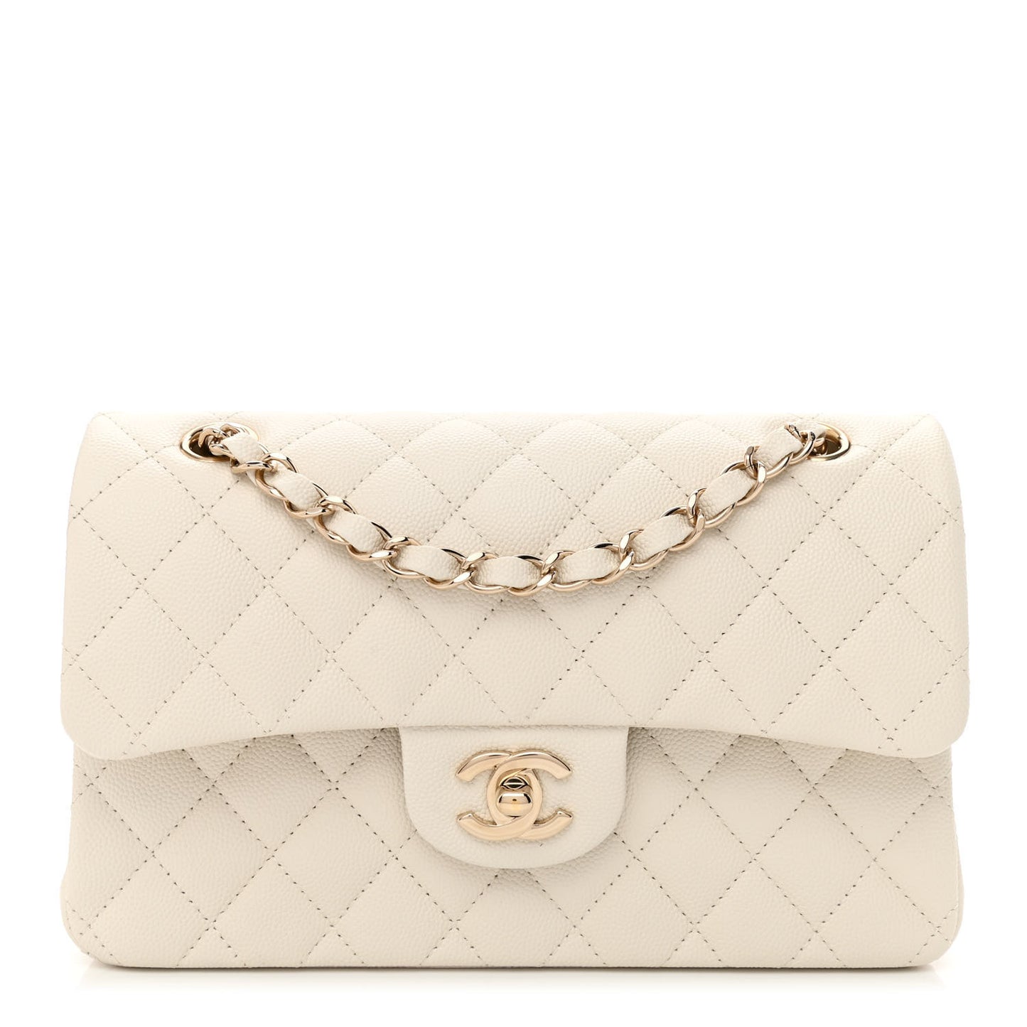 Caviar Quilted Small Double Flap White