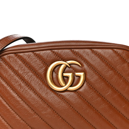 Gucci Glazed Calfskin Matelasse Diagonal Small GG Marmont Chain Shoulder Bag Cuir 9 of 19