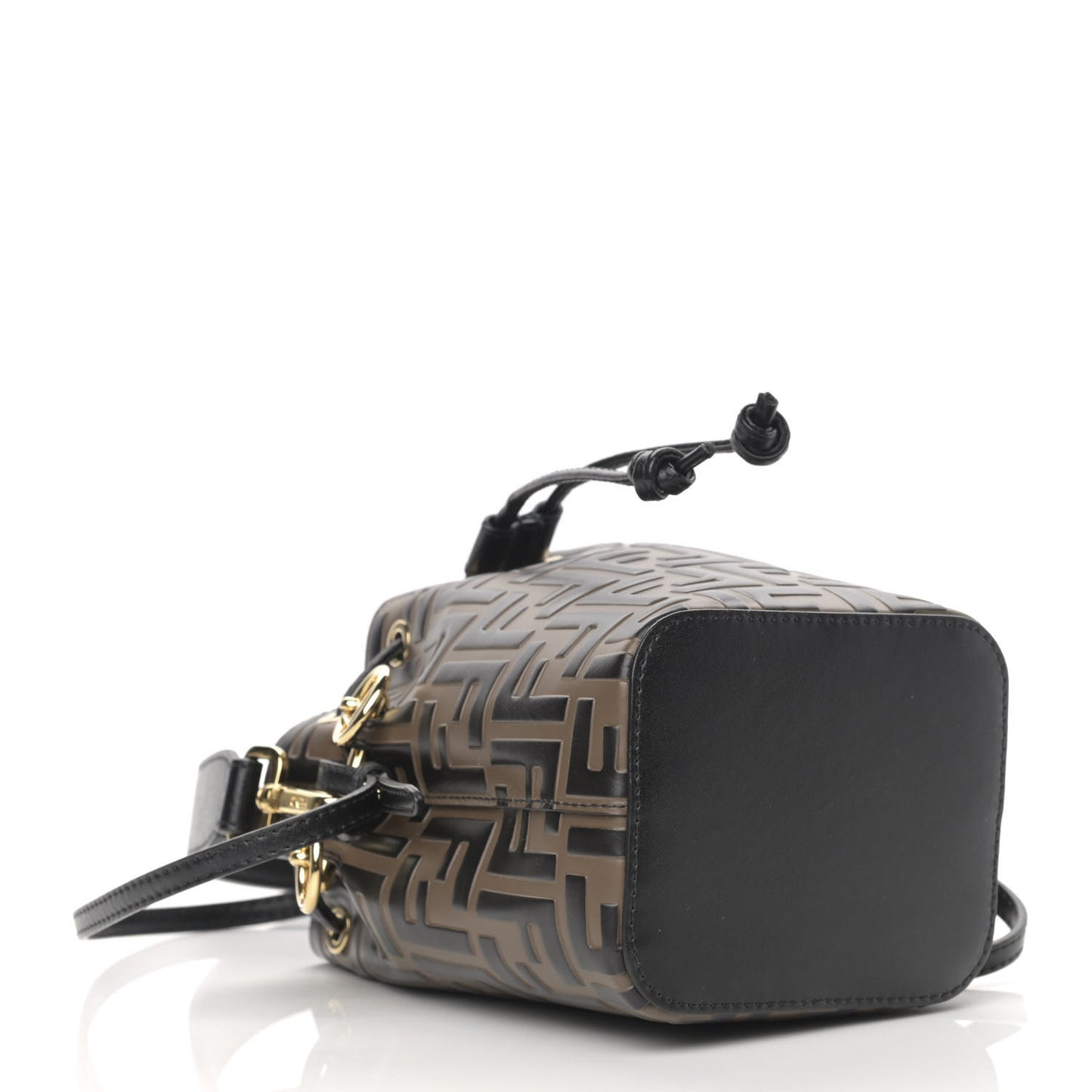 Vitello Liberty F is Fendi Bi-Color FF 1974 Embossed Mini Mon Tresor Bucket Bag Maya Black