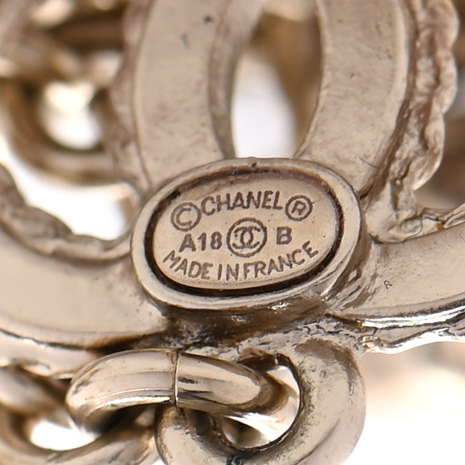 Chanel Medallion CC Drop Earrings Light Gold 4 of 4