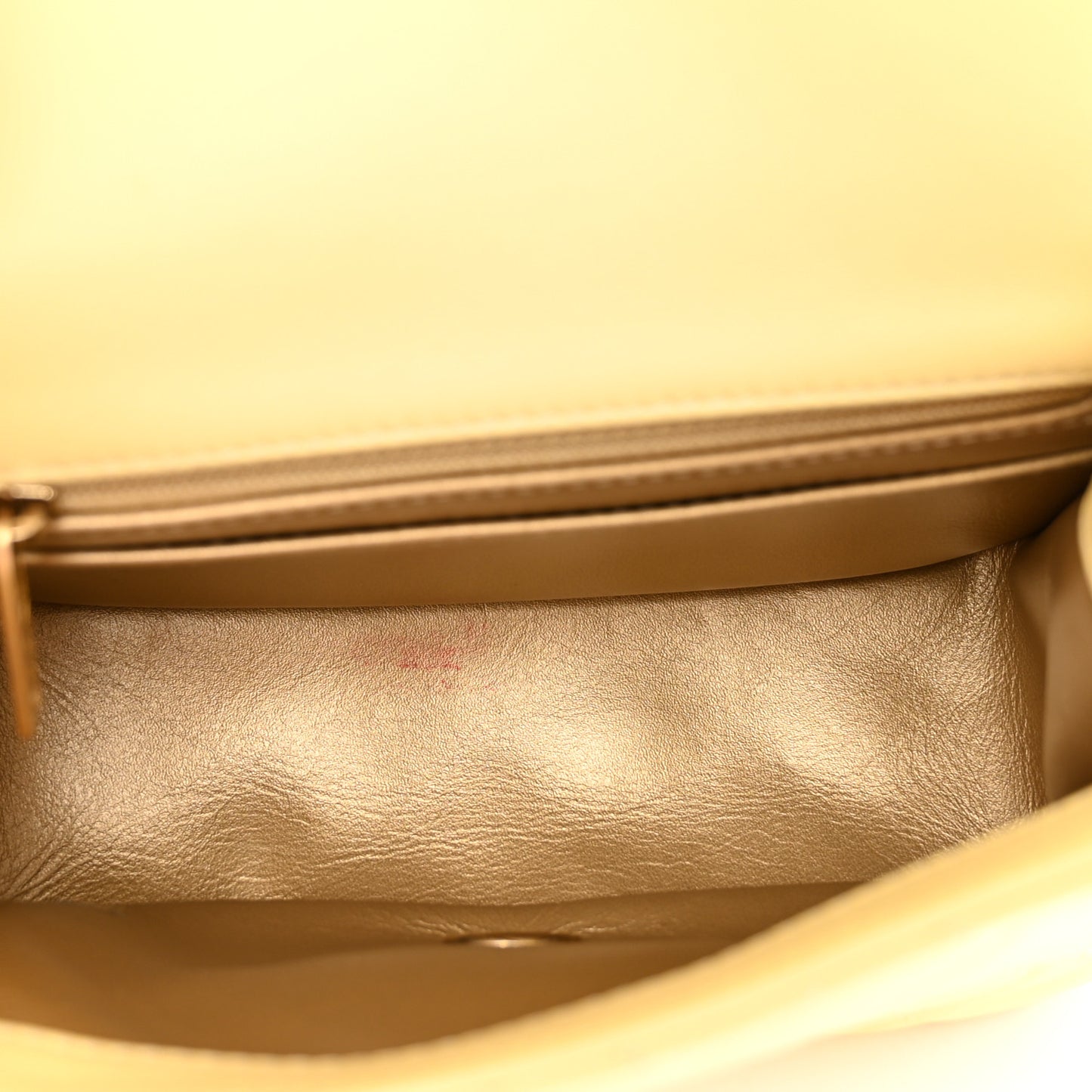 Lambskin Quilted Mini Pearl Crush Flap Yellow