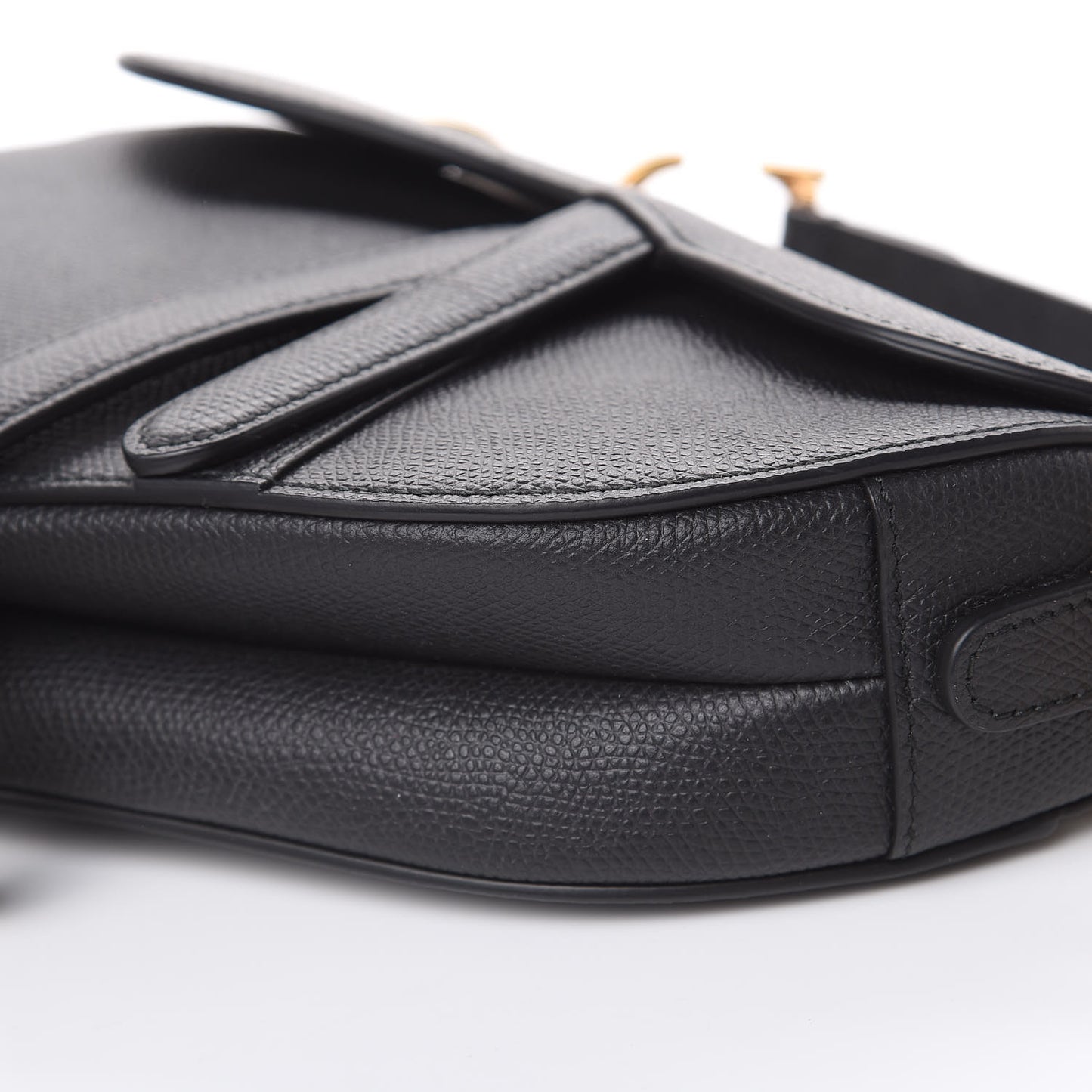 Grained Calfskin Mini Saddle Bag Black