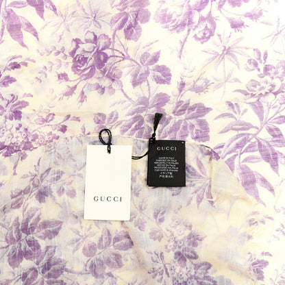 Gucci Modal Cotton Herbarium Print Scarf Ivory Purple 3 of 3