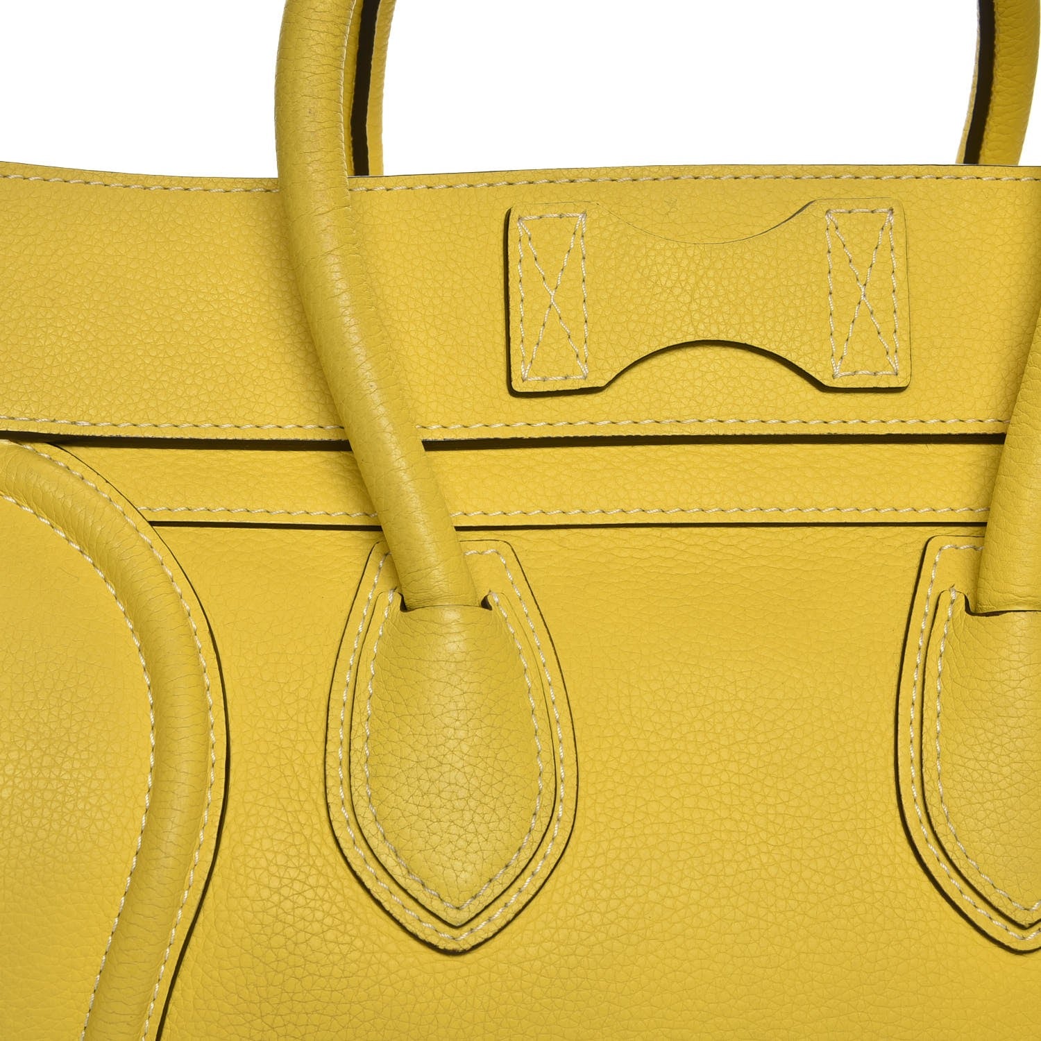 Celine Drummed Calfskin Mini Luggage Citron 10 of 10
