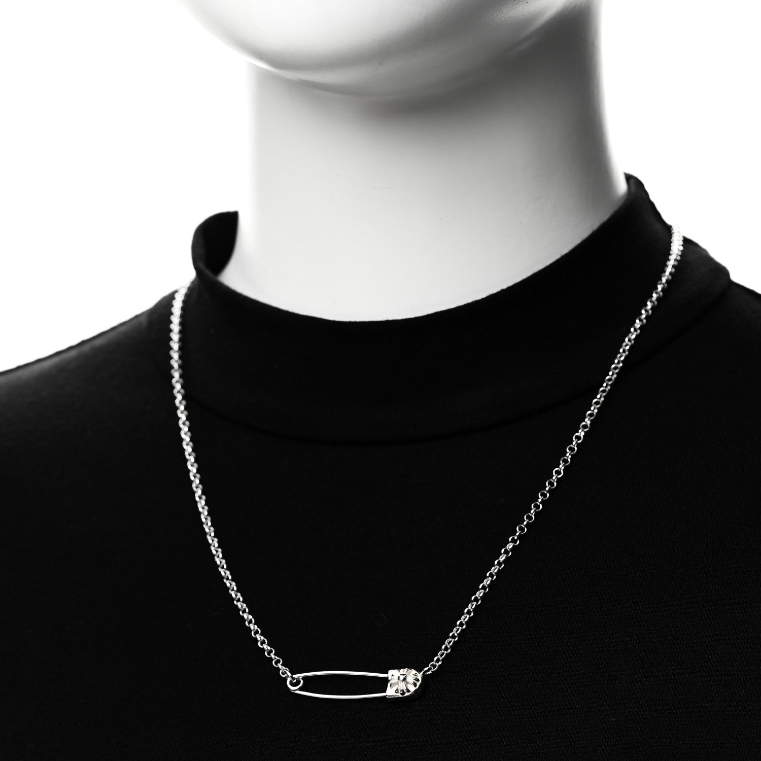 Chrome Hearts Sterling Silver Safety Pin Pendant Necklace 2 of 6