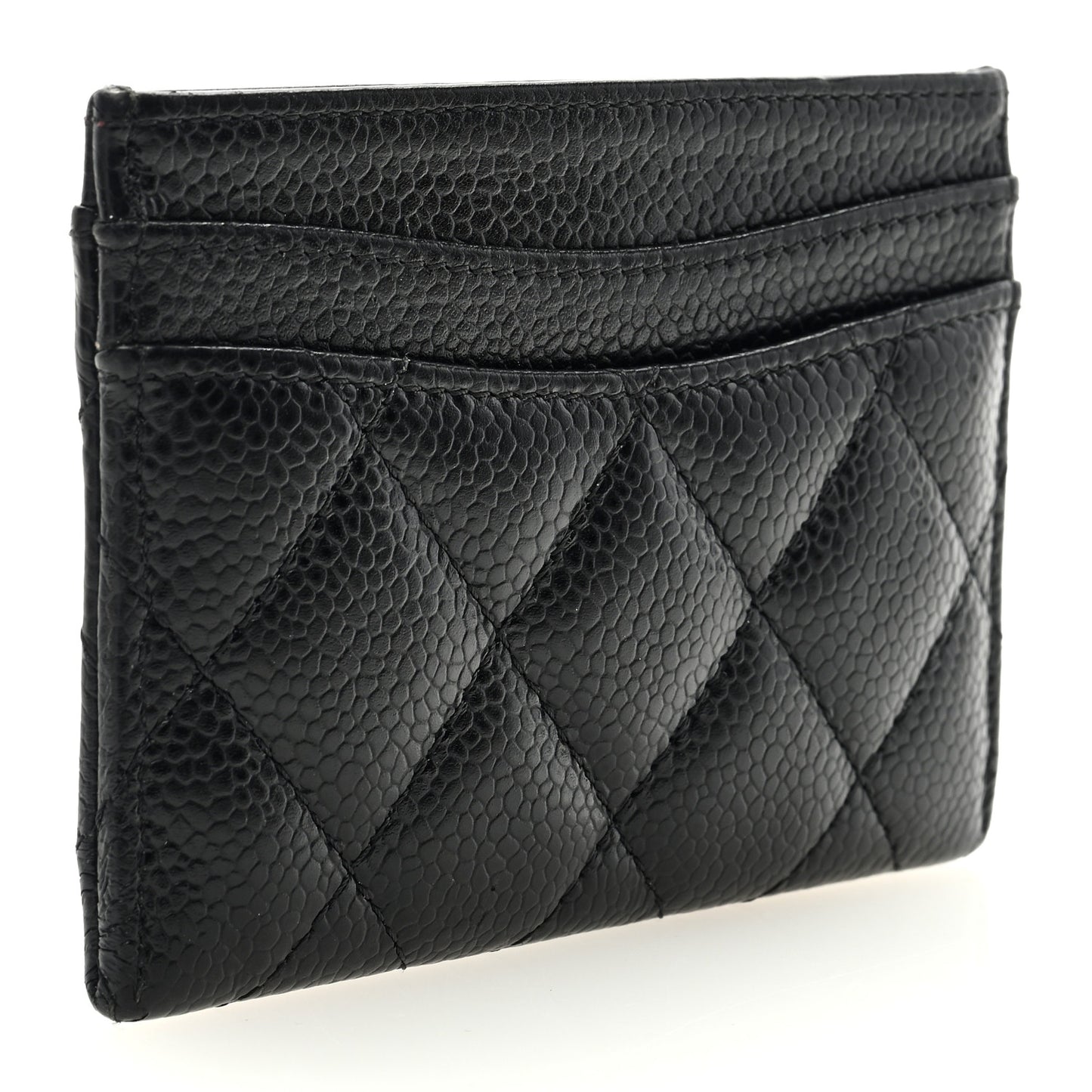 Caviar Quilted Card Holder Black