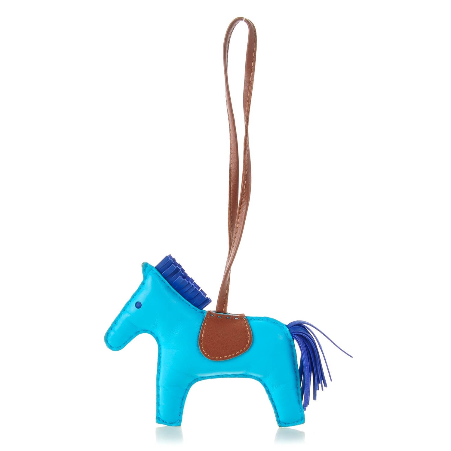 Hermes Milo Lambskin Grigri Rodeo Horse Bag Charm MM Bleu Azteque Bleu Electrique Fauve 1 of 4