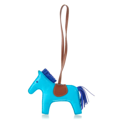 Hermes Milo Lambskin Grigri Rodeo Horse Bag Charm MM Bleu Azteque Bleu Electrique Fauve 1 of 4