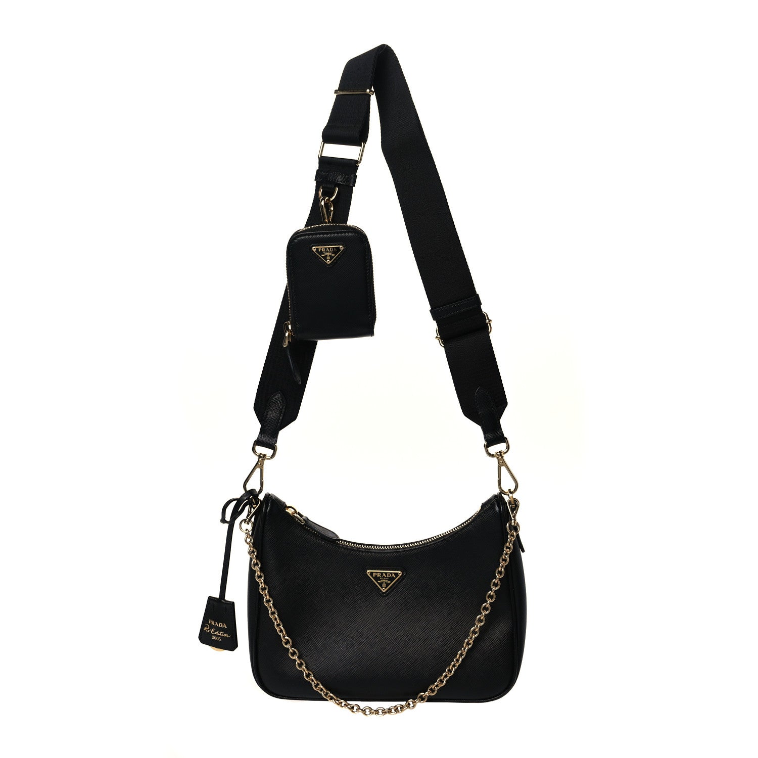 Prada Saffiano Lux Re-Edition 2005 Shoulder Bag Black 1 of 11