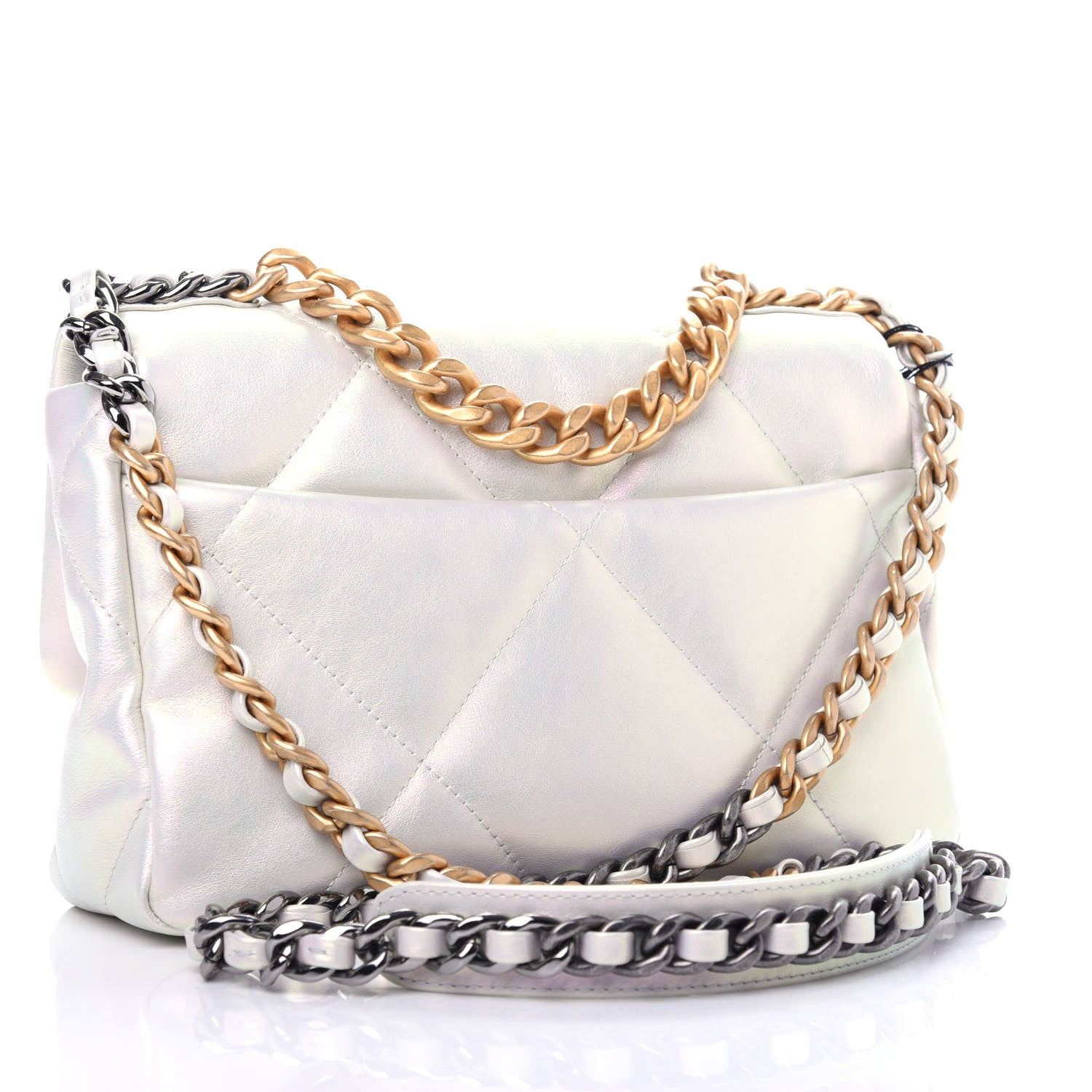Chanel Iridescent Calfskin Quilted Medium Chanel 19 Flap White 3 of 11