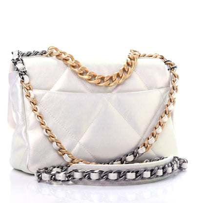 Chanel Iridescent Calfskin Quilted Medium Chanel 19 Flap White 3 of 11