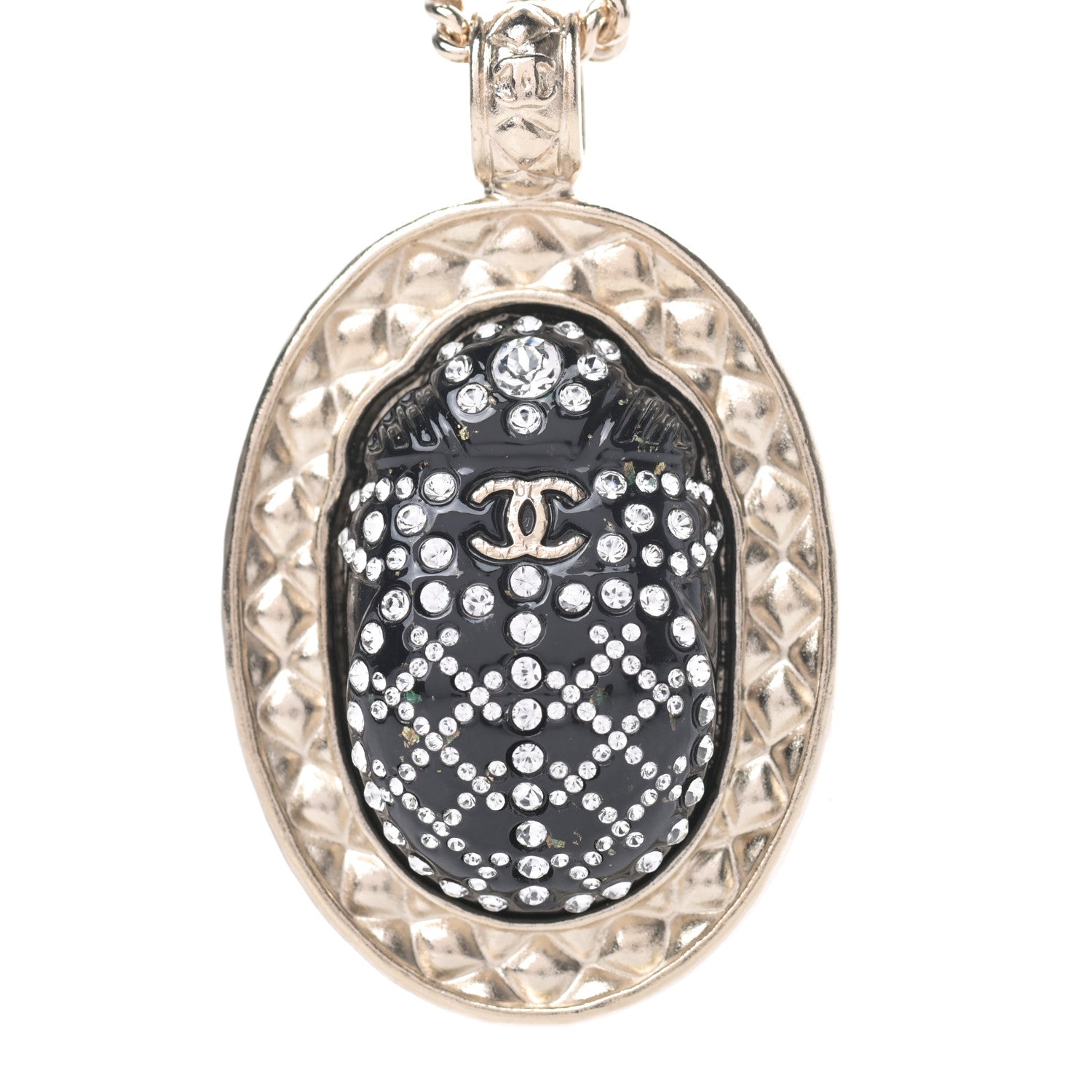 Chanel Crystal CC Long Necklace Black Gold 4 of 7