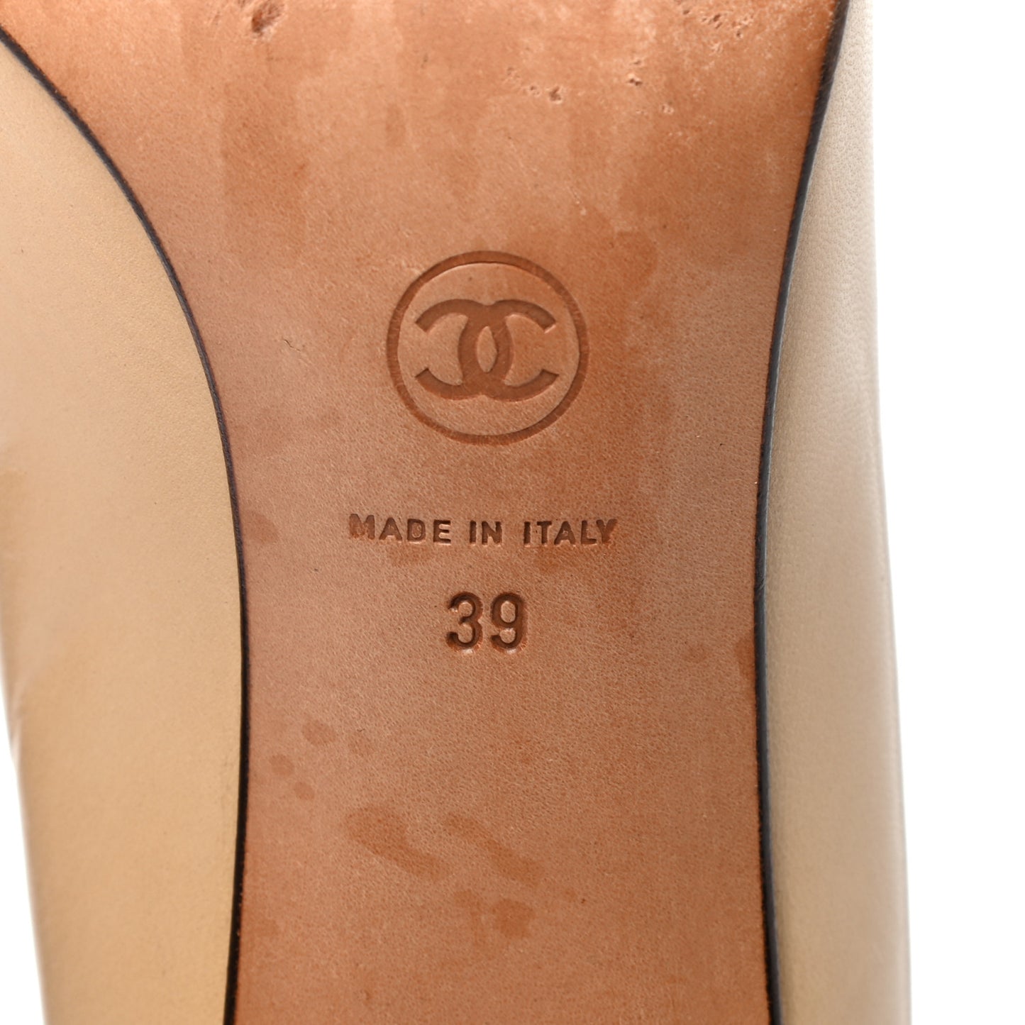 Lambskin Cap Toe CC Pumps 39 Beige Black