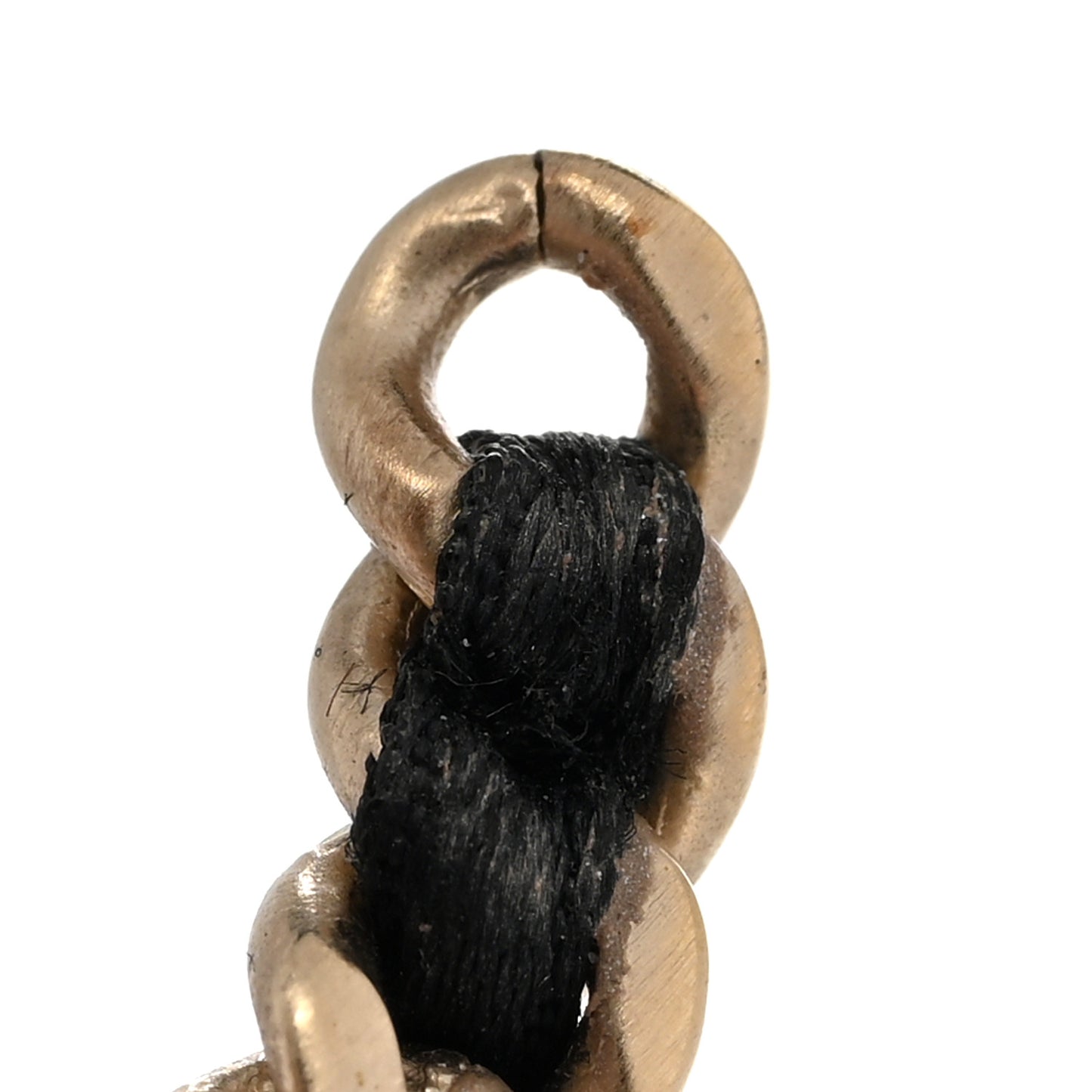 Satin CC Drop Earrings Black Gold