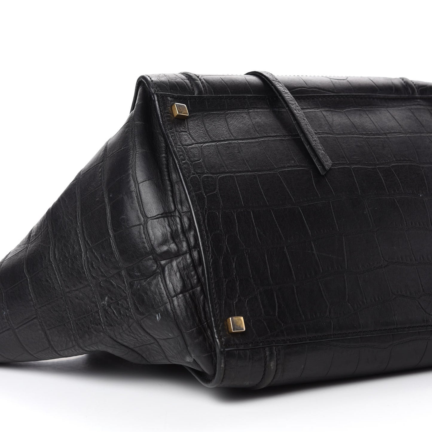Crocodile Embossed Calfskin Medium Phantom Luggage Black
