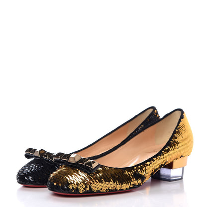 Christian Louboutin Paillettes Zerlisixtyfive 35 Caresse 36 Black Gold 3 of 8