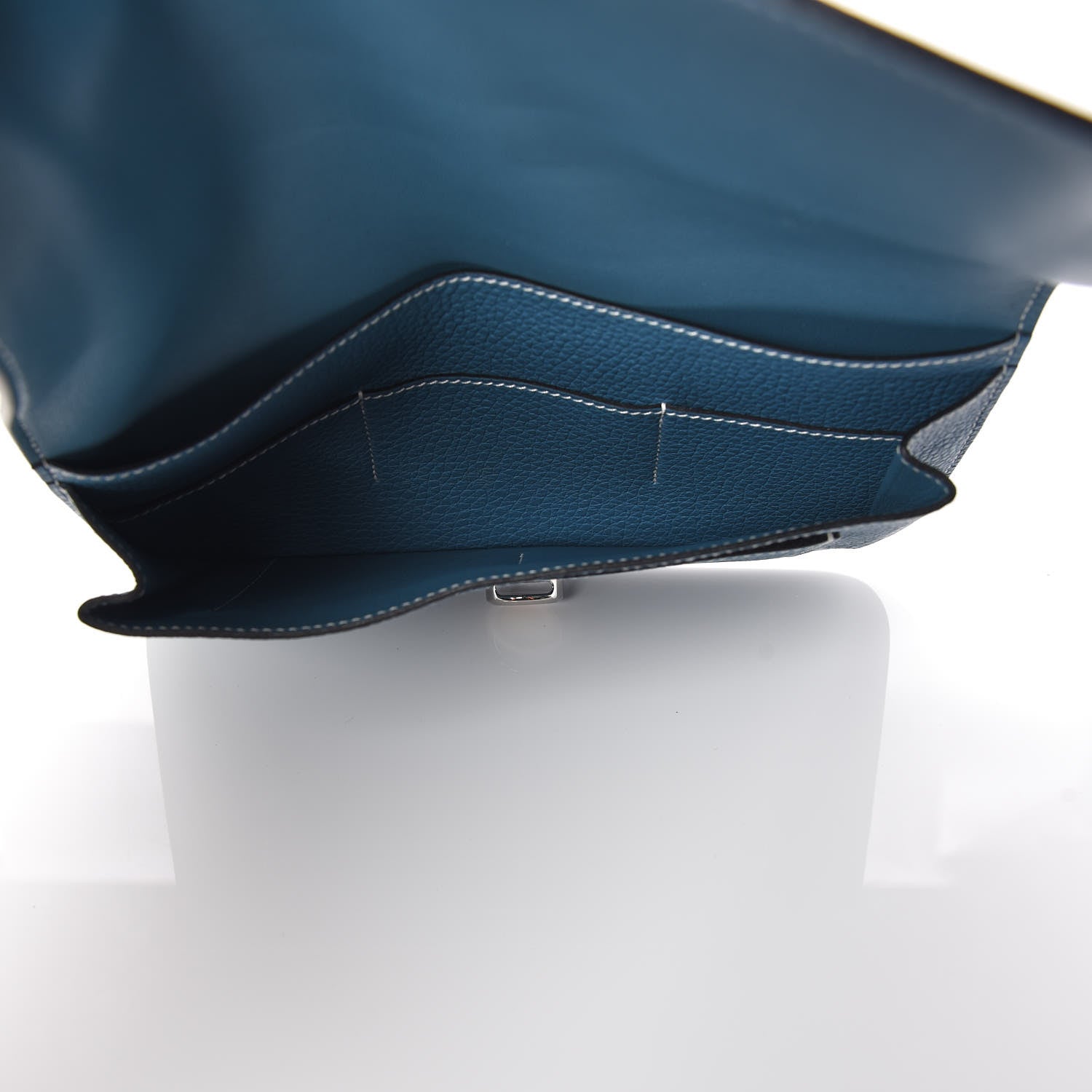 Hermes Taurillon Clemence Dogon Duo Wallet Blue Jean 5 of 9