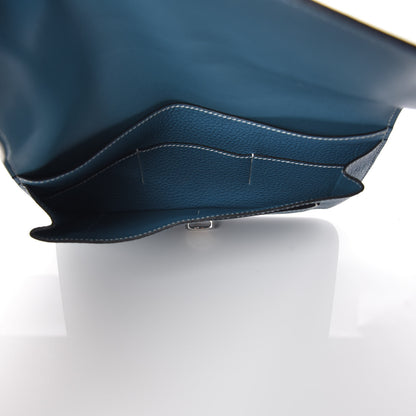 Hermes Taurillon Clemence Dogon Duo Wallet Blue Jean 5 of 9