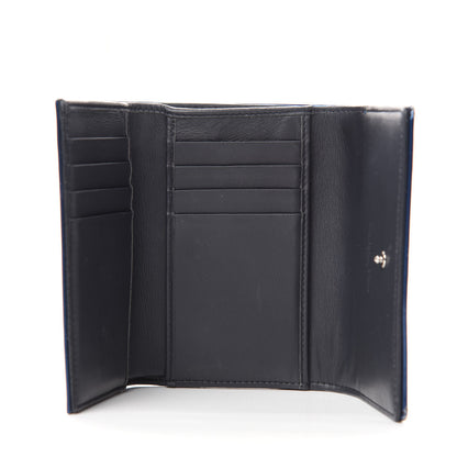 Christian Dior Metallic Patent Micro-Cannage Diorama Elancee Wallet Mirror Blue 5 of 11