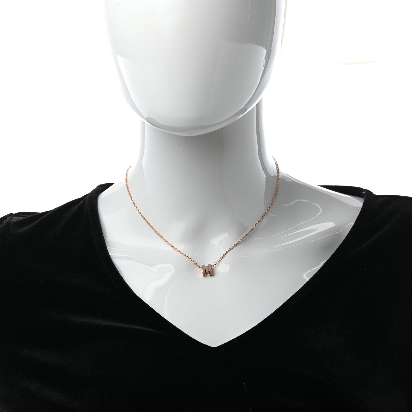 Lacquered Rose Gold Mini Pop H Pendant Necklace Marron Glace