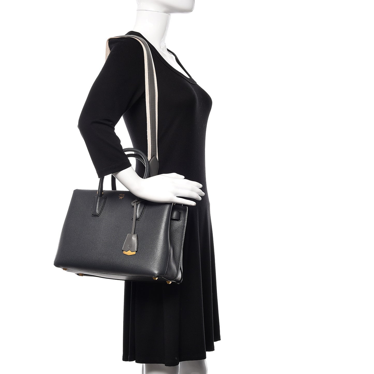 Grained Calfskin Medium Milla Tote Phantom Grey