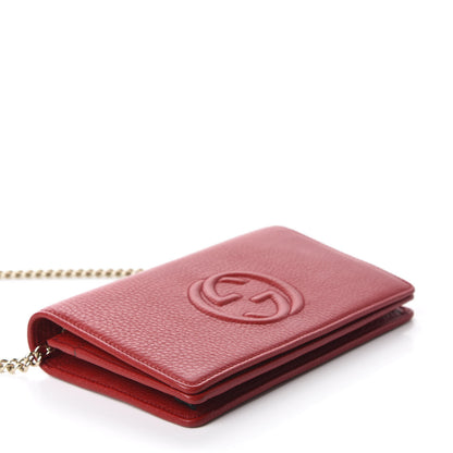 Gucci Pebbled Calfskin Soho Wallet on Chain Tabasco Red 4 of 11