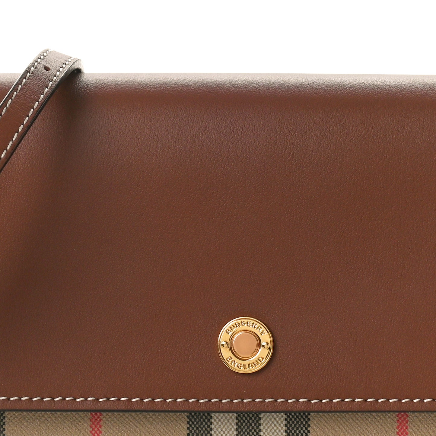 Calfskin Vintage Check Hannah Wallet with Detachable Strap Archive Beige Tan