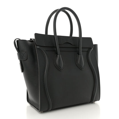Celine Drummed Calfskin Micro Luggage Black 3 of 12