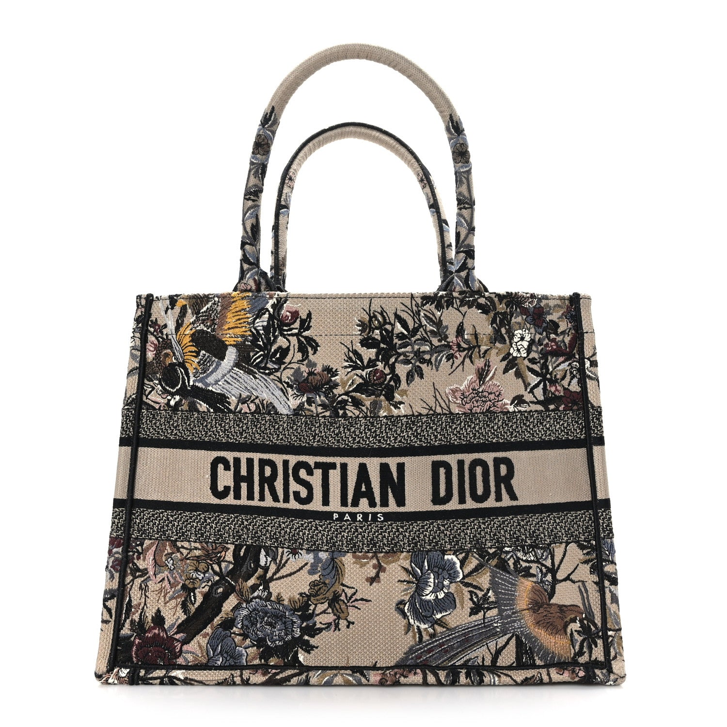 Christian Dior Canvas Embroidered Jardin D'Hiver Medium Book Tote Beige Multicolor 1 of 9