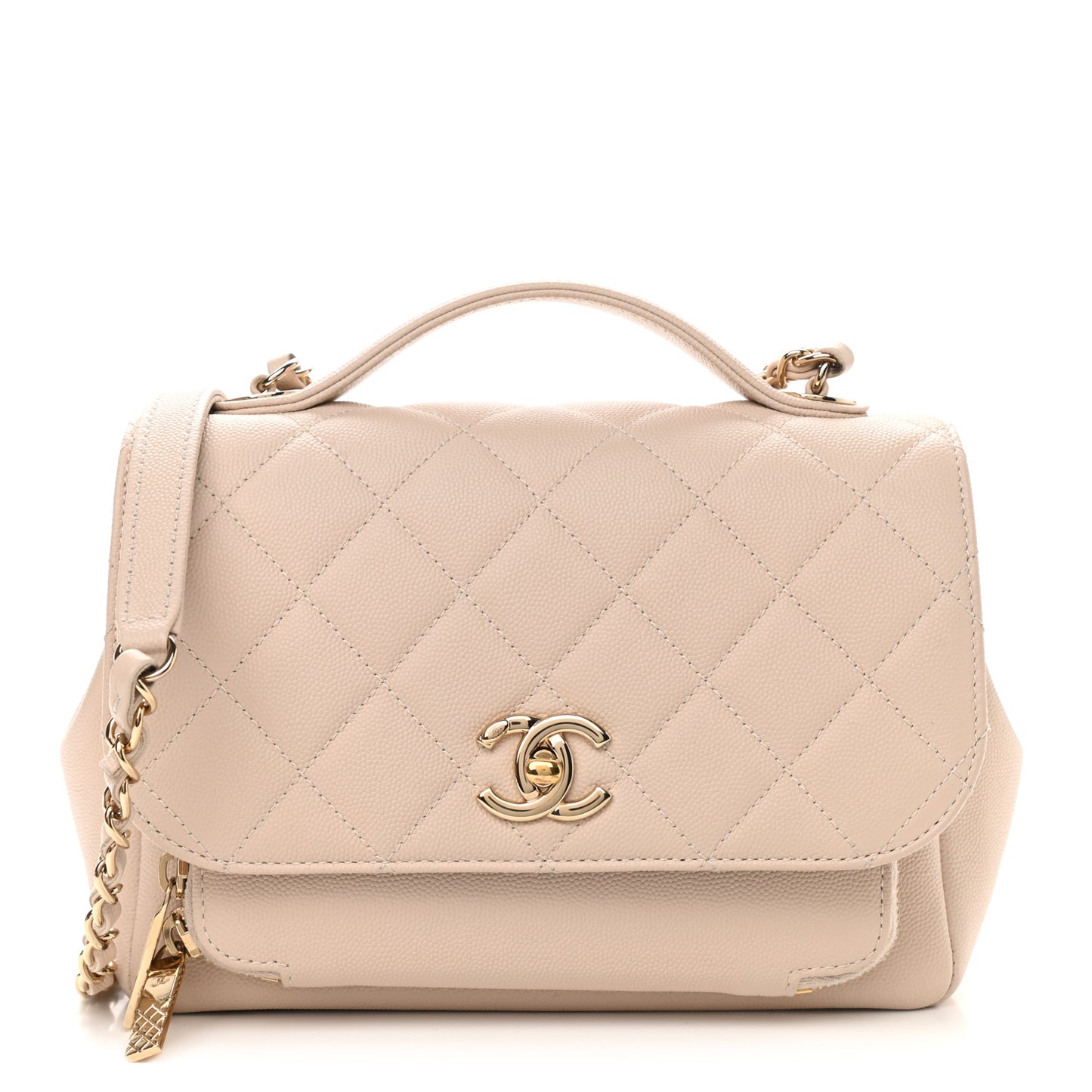 Caviar Quilted Medium Business Affinity Flap Beige