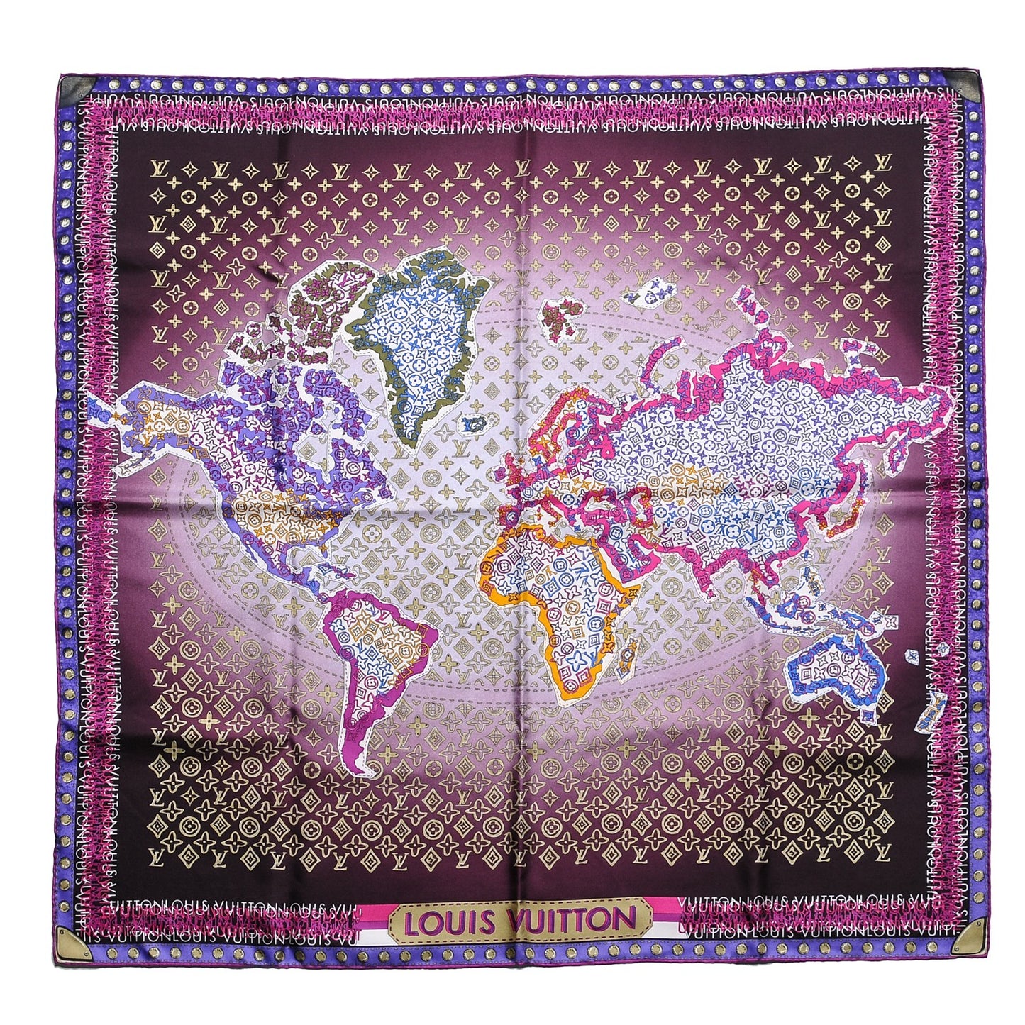 Silk Monogram Map Square Scarf