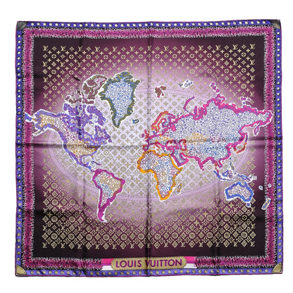 Louis Vuitton Silk Monogram Map Square Scarf 1 of 6